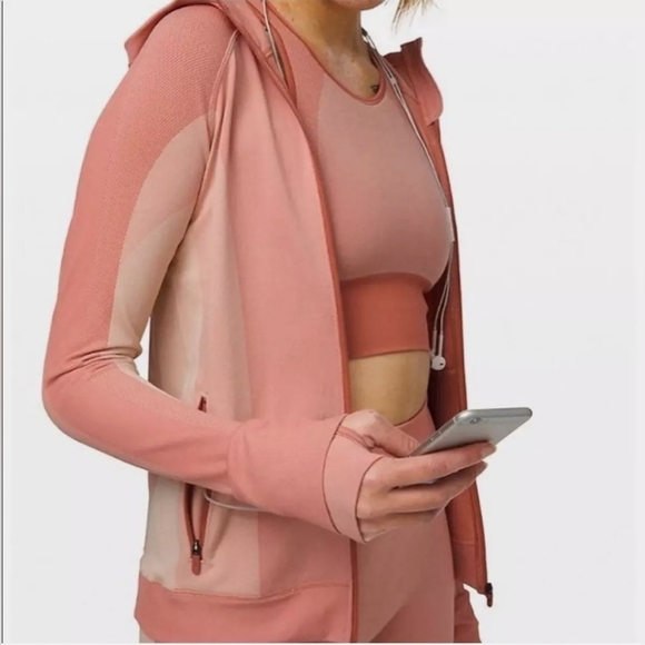 Lululemon Ebb to Train Bra Tight Jacket Abstract set 3 pieces Coral Set - Picture 5 of 17